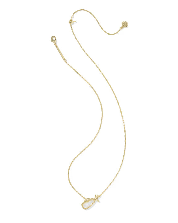 KENDRA SCOTT GOLF SHORT PENDANT NECKLACE GOLD IVORY MOTHER OF PEARL