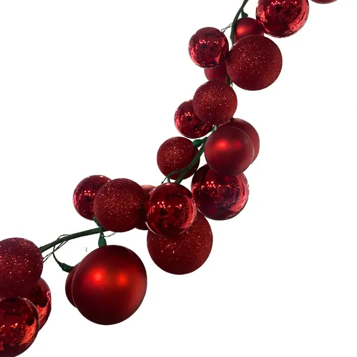 David Christopher's Christmas Balls Garland (Red Shiny, Matte, Glitter)
