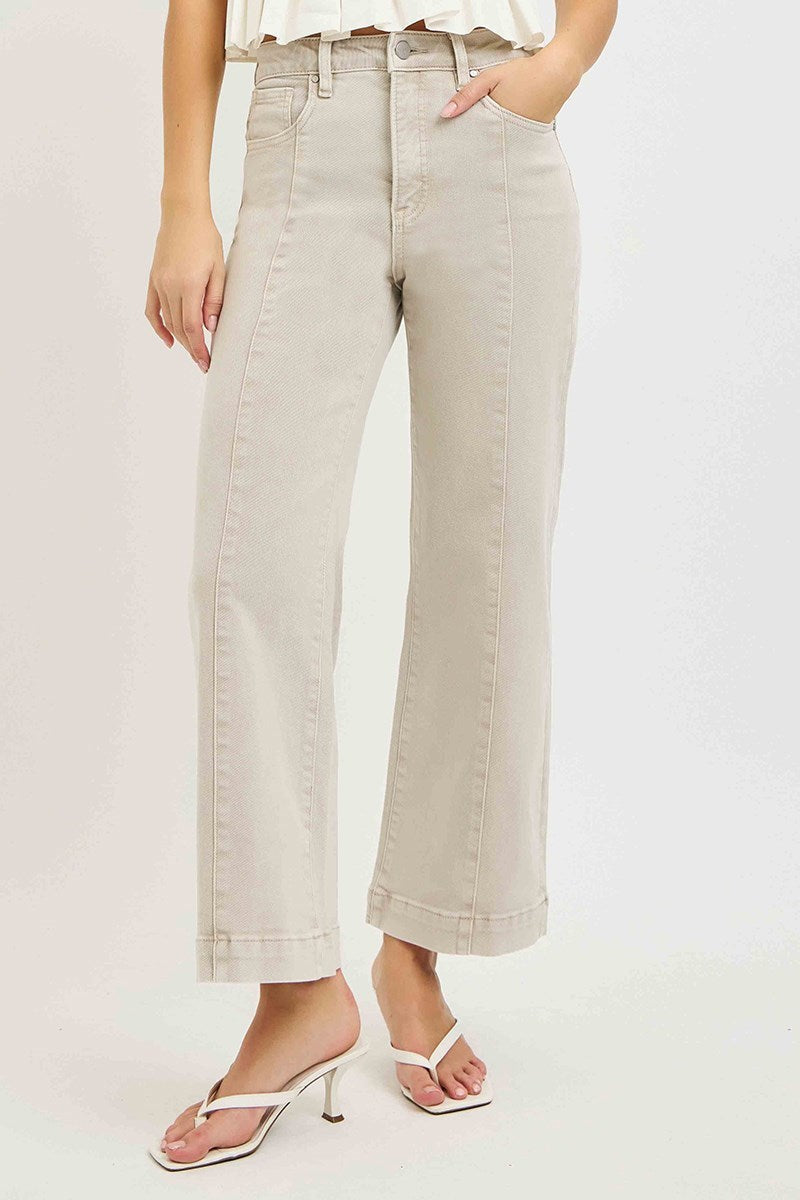 RISEN TUMMY CONTROL HIGH RISE CROP WIDE PANTS
