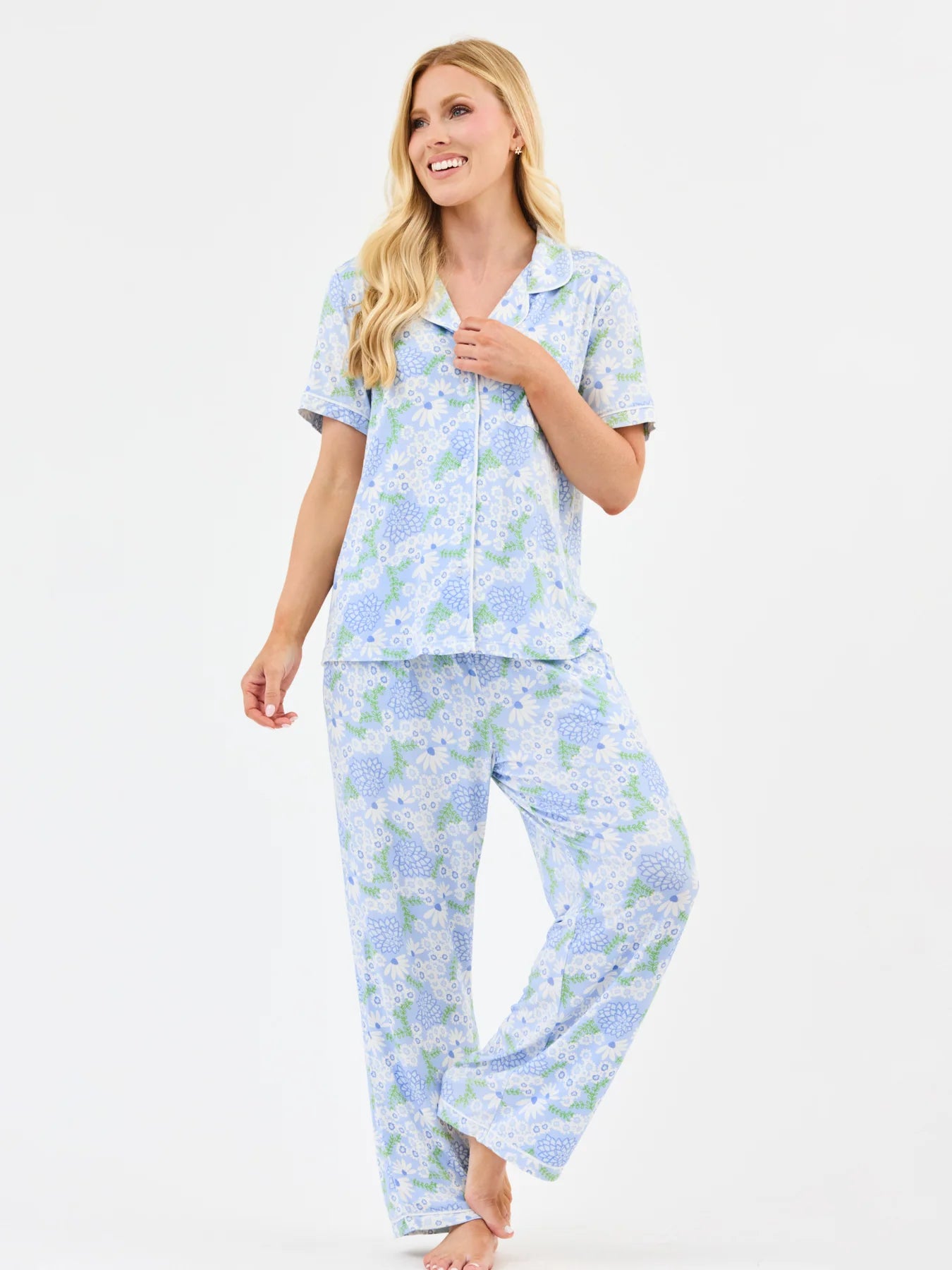 Mary Square Women's Charlotte Pants Set | Daisy Chain Blue