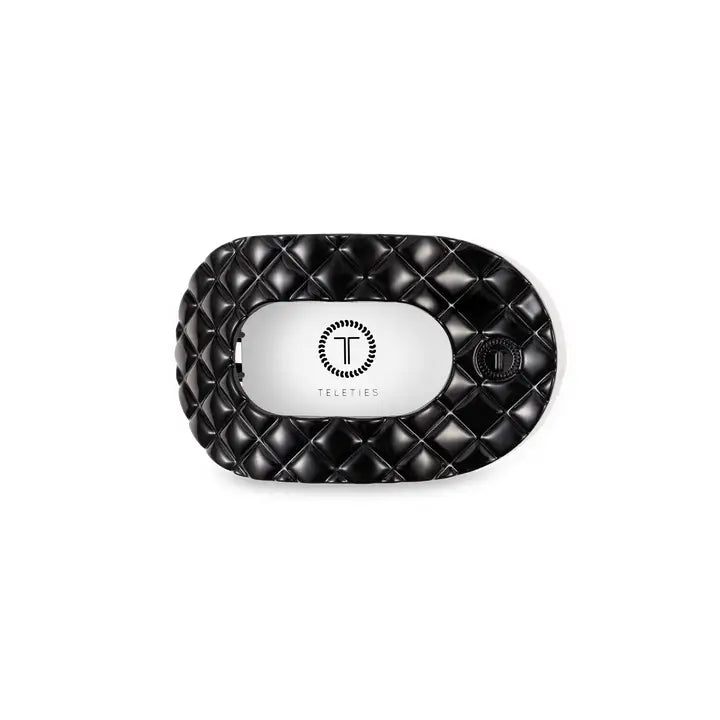 Teleties Flat Round Hair Clip | Small | Jet Black Quilted