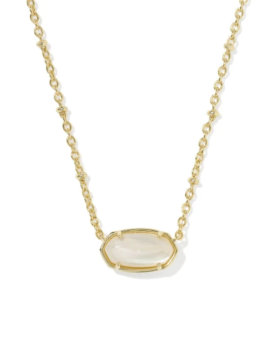 KENDRA SCOTT TIGER STRIPED ELISA SHORT PENDANT NECKLACE GOLD NATURAL MOTHER OF PEARL