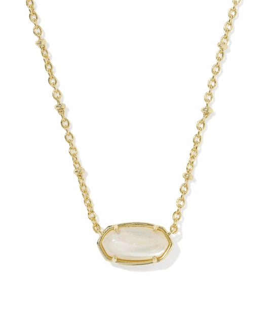 KENDRA SCOTT TIGER STRIPED ELISA SHORT PENDANT NECKLACE GOLD NATURAL MOTHER OF PEARL