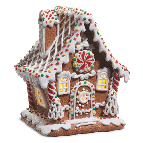 RAZ Imports 6.5" LIGHTED SPRINKLE GINGERBREAD HOUSE