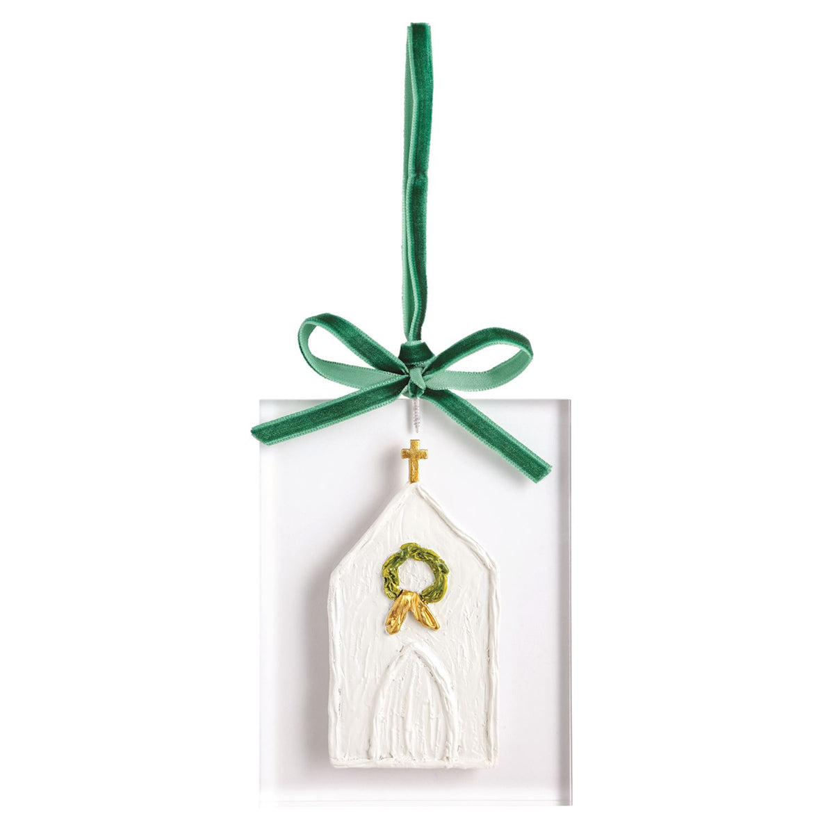 MUD PIE CHURCH PAINTED ACRYLIC ORNAMENT