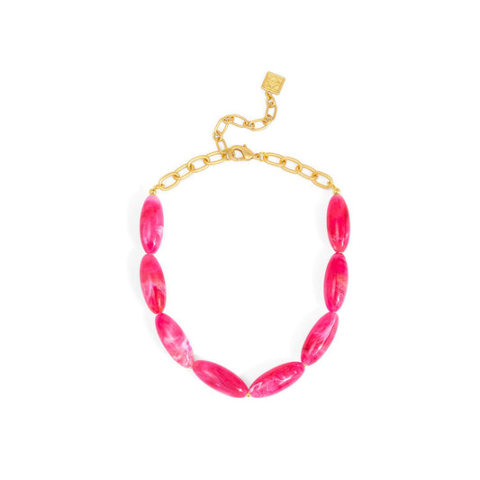 ZENZII Glossy Resin Collar Necklace-Hot Pink