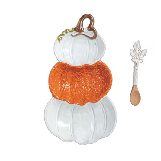 MUD PIE STACKED PUMPKIN TRIPLE TIDBIT SET
