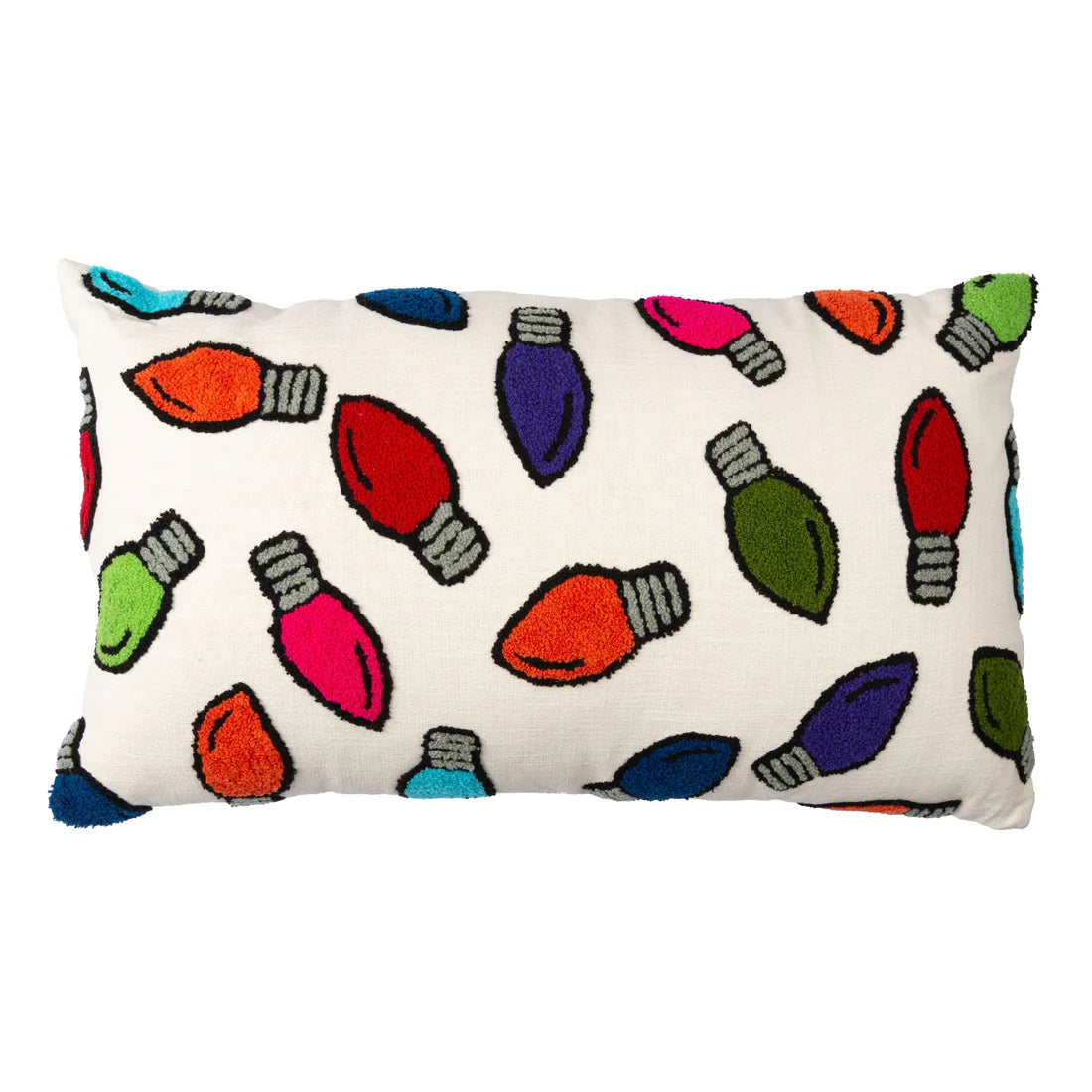 EZ HOME  Christmas Lights 12x22 Embroidered Lumbar Pillow
