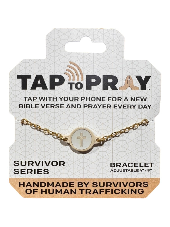 Versible Tap To Pray™ - Survivor Series Handmade Bracelets-14K Gold-Plated + Vanilla Cross