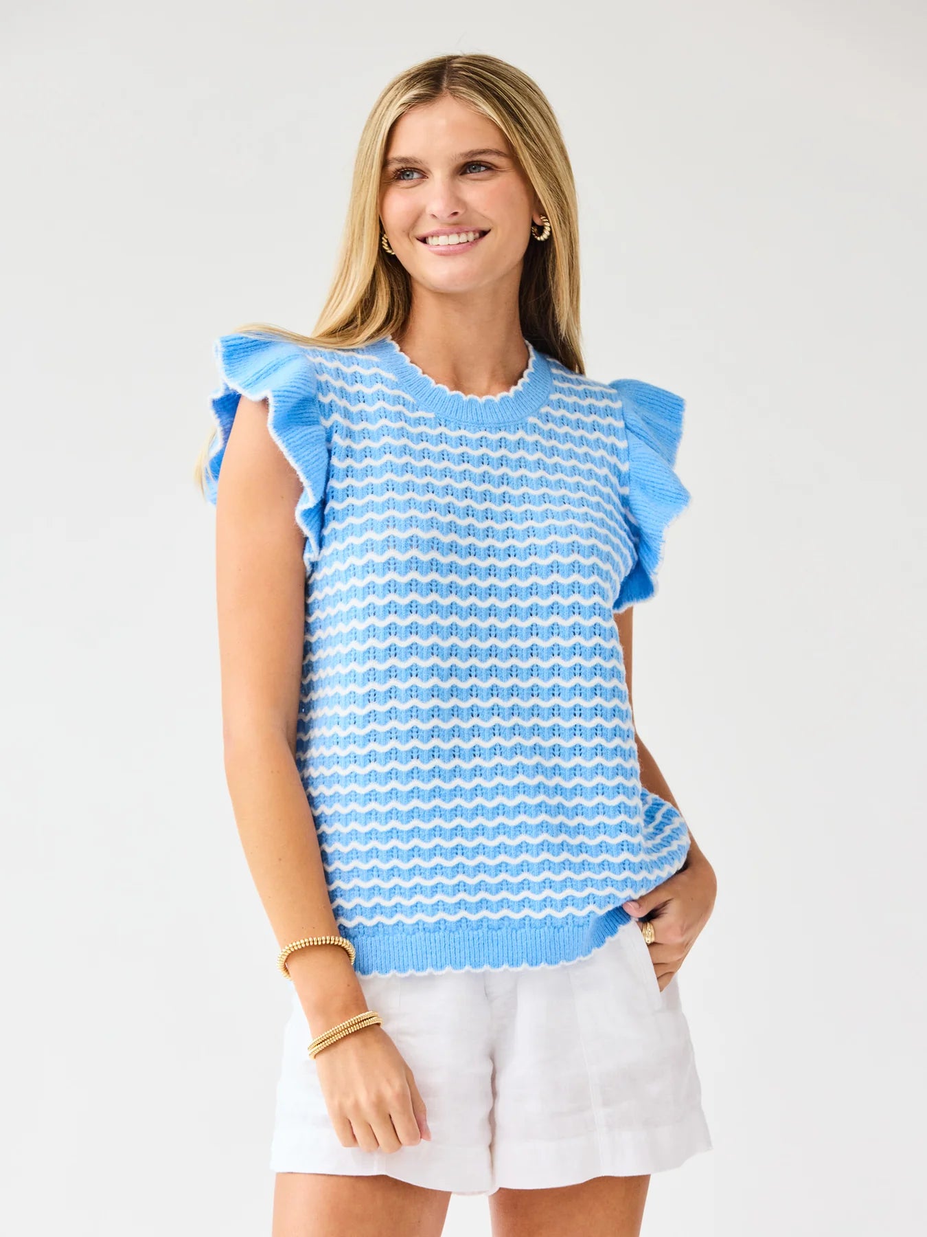 MARY SQUARE Sweater Oakley Blue White