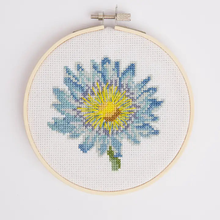 Rhs Cross Stitch Kit, Multicoloured, 5", Blue Lotus
