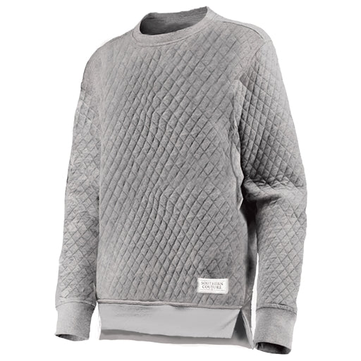 Southern Couture Quilted Sweatshirt-Sport Grey