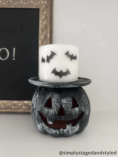 MUD PIE TERRA JACK-O-LANTERN PILLAR HOLDER