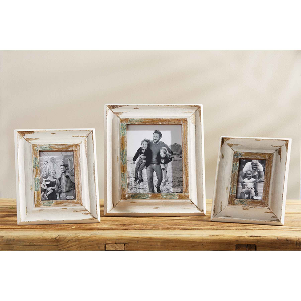 MUD PIE MEDIUM CREAM WEATHERED PICTURE FRAME