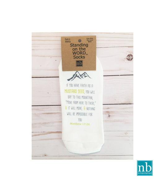 MEN's Standing on the Word Socks Mountains with Verse: Matthew 17:20 Faith as a mustard seed