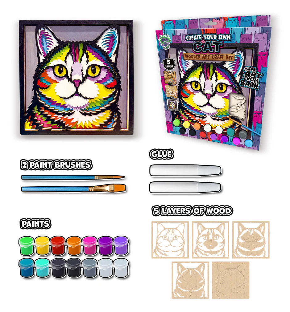 SPLAT PLANET WOODEN CAT ART CRAFT KIT