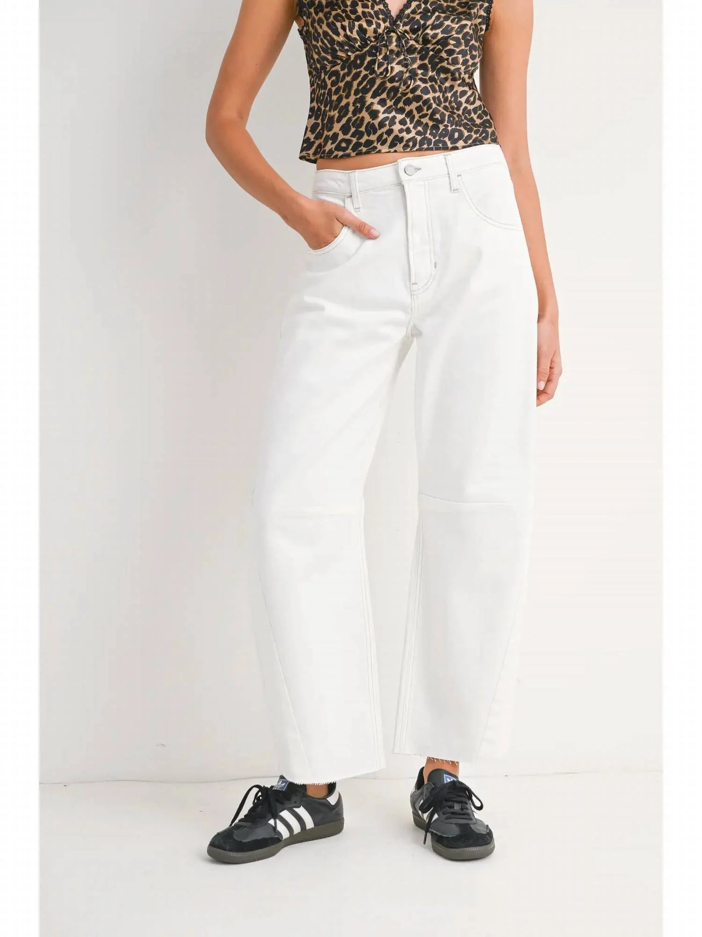Just Black Denim - Seamed Barrel Jean-Off White