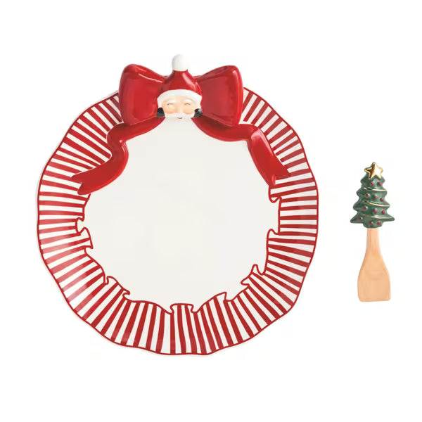 MUD PIE SANTA BOW COOKIE PLATE SET