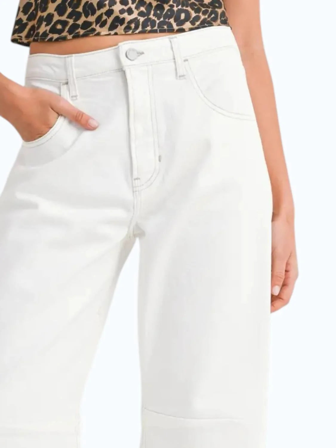 Just Black Denim - Seamed Barrel Jean-Off White
