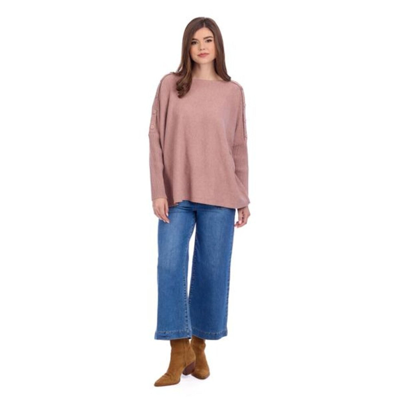 Mud Pie Sheffield Button Sweater - Blush