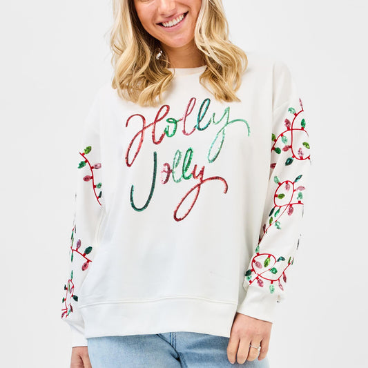 Mary Square  Sweatshirt Sarah Holly Jolly Lights