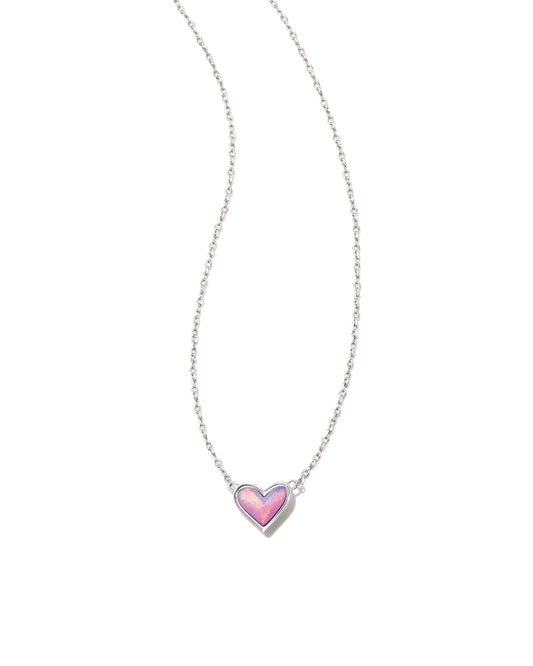 Kendra Scott Framed Ari Heart Silver Short Pendant Necklace in Lilac