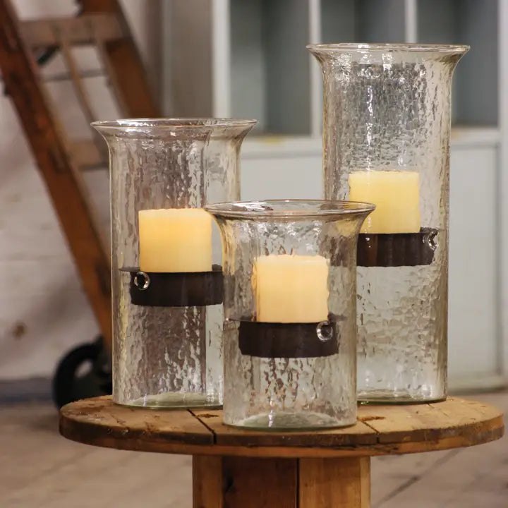 Kalalou Original Glass Candle Cylinder W Rustic Insert - Small