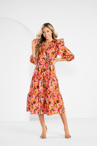 MUD PIE PRISCILLA MIDI DRESS-RUST/COPPER