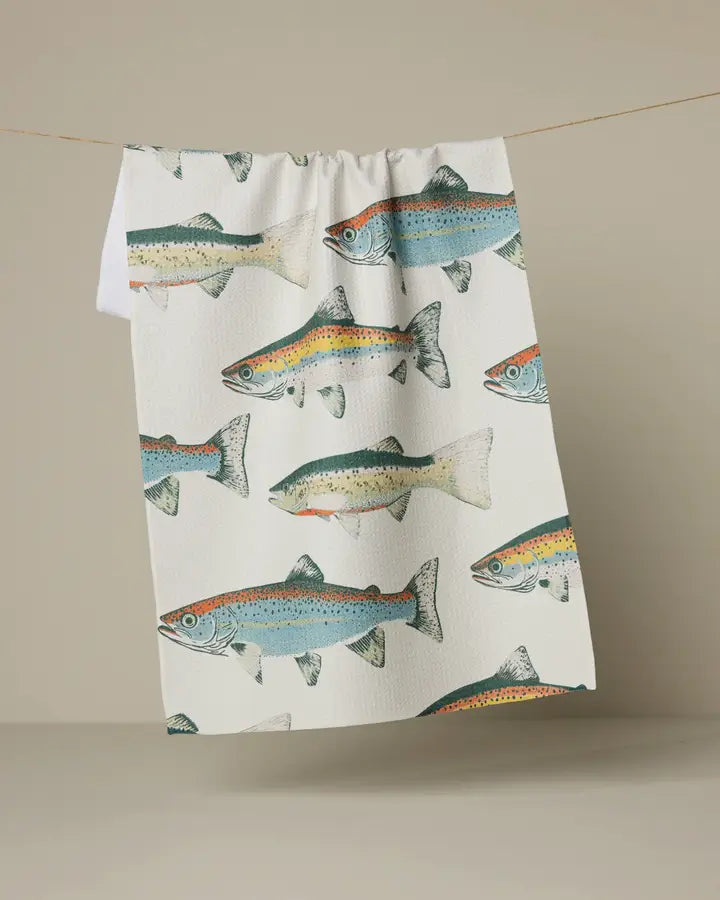 Geometry Hooked On Fishing Tea Towel