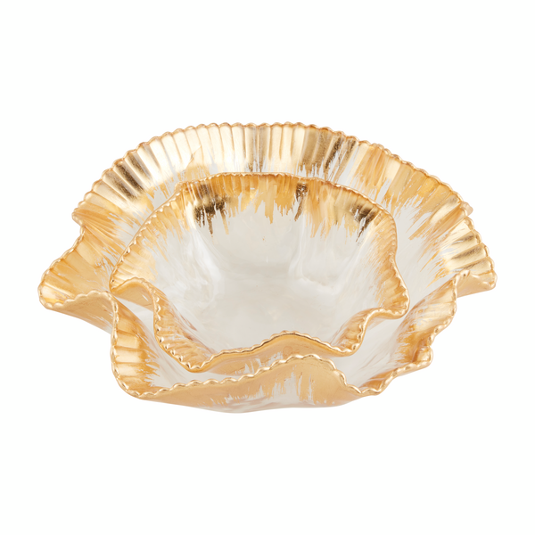 MUD PIE GOLD EDGE RUFFLE BOWL