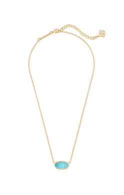 KENDRA SCOTT ELISA SHORT PENDANT NECKLACE GOLD TURQUOISE MAGNESITE