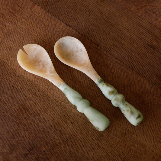 Beatriz Ball RESIN Giada Salad Servers Jade Swirl