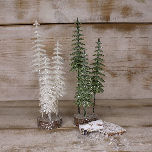 Trade Cie 3x10" Glittered Trees x3 on Base