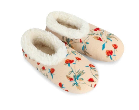 Snoozies! Womens Floral Corduroy Slipper With Memory Foam Sole Cream