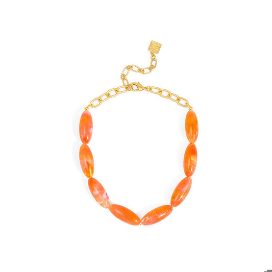 ZENZII Glossy Resin Collar Necklace-Orange