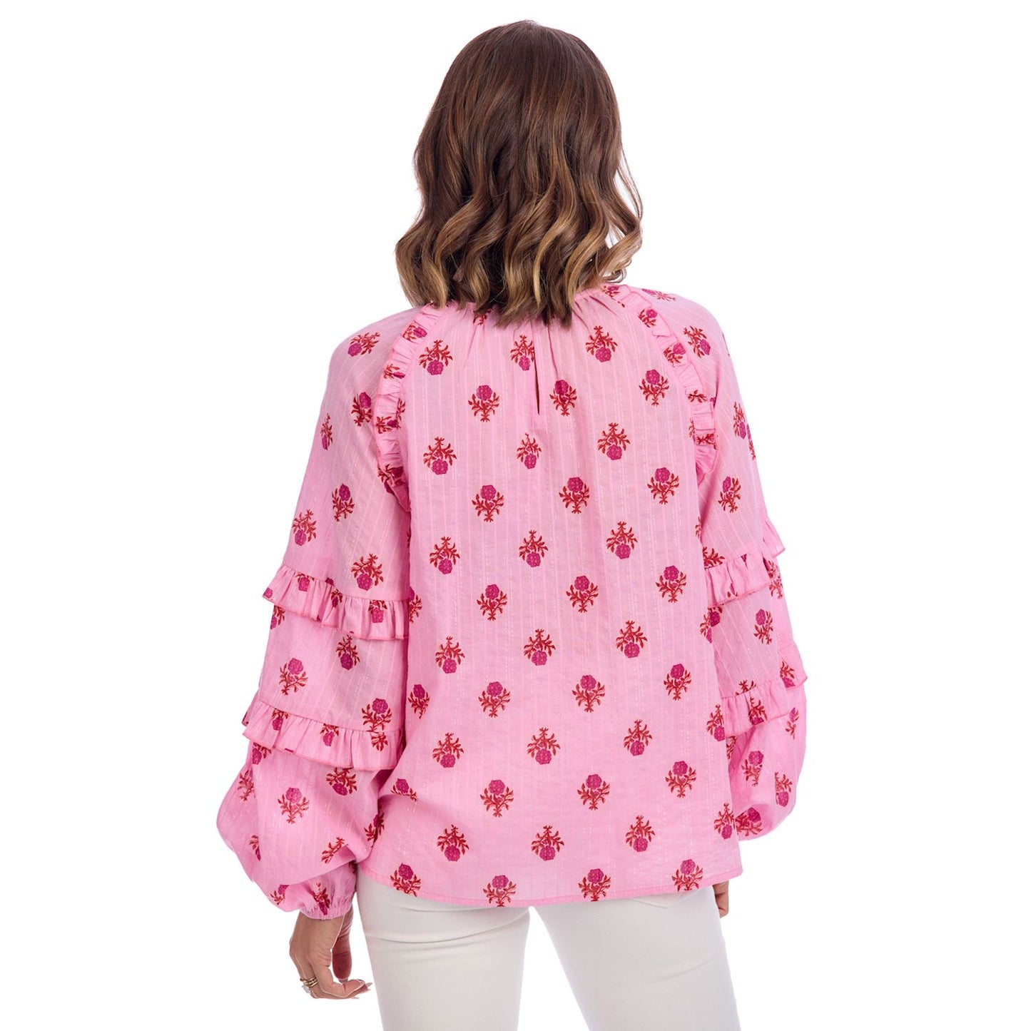MUD PIE PINK TRENTON PRINTED TOP