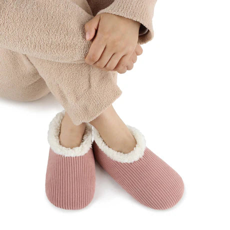 Snoozies! Womens Solid Corduroy Slipper With Memory Foam Sole Peach Beige