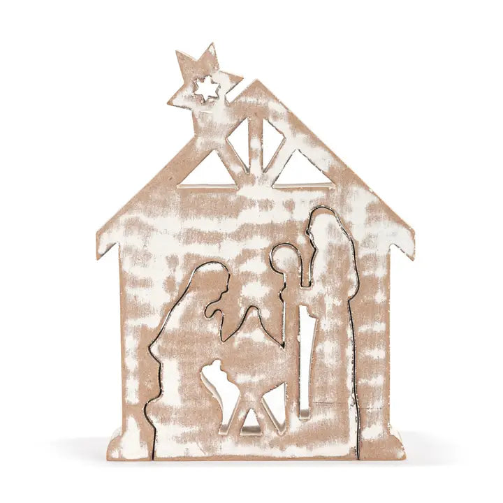 Demdaco Whitewashed Wood 2-Piece Nativity