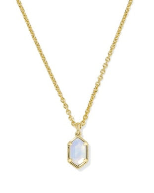 KENDRA SCOTT HALLIE SHORT PENDANT NECKLACE GOLD OPALITE ILLUSION