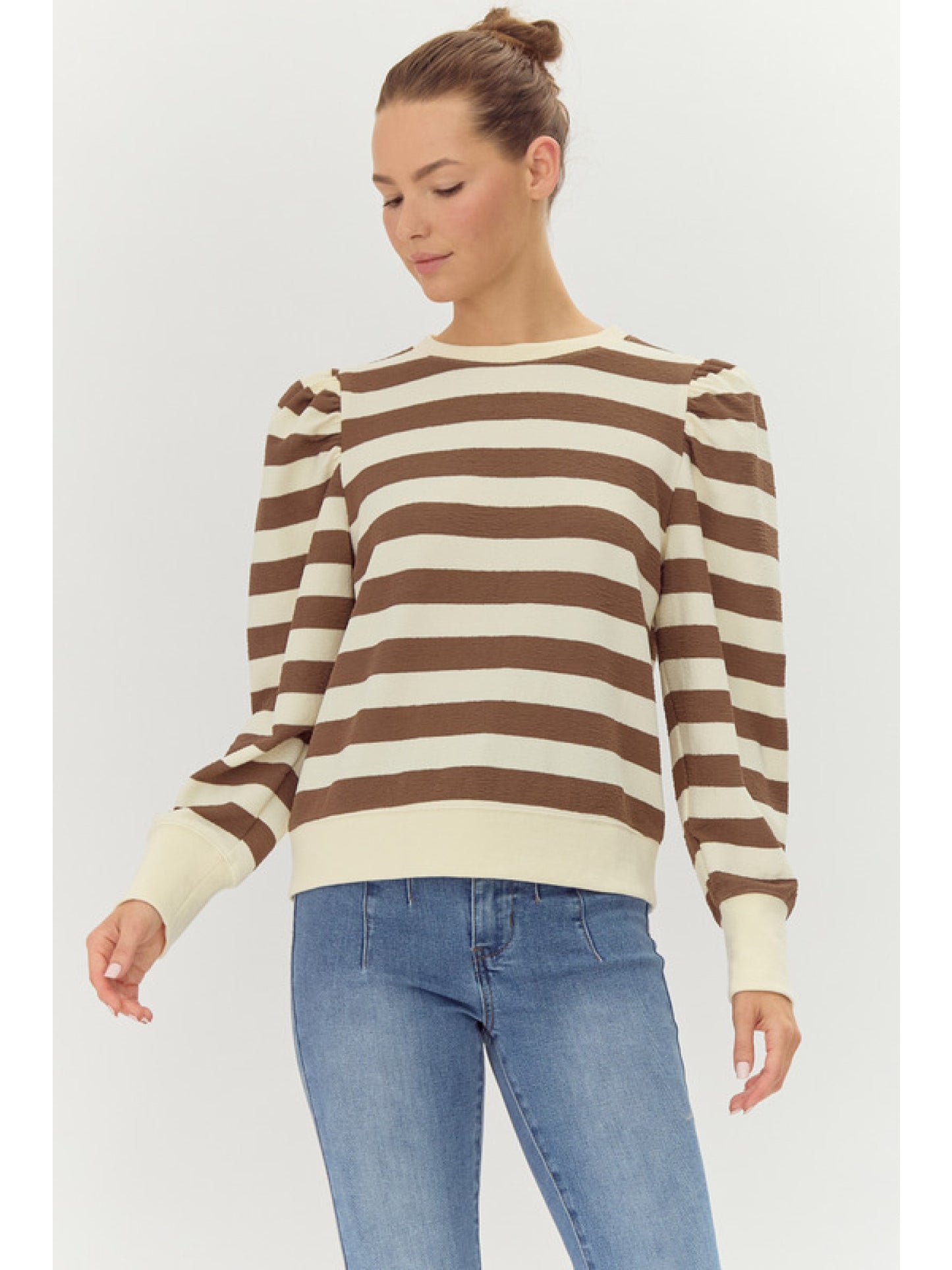 Jodifl Striped Print Sweatshirts Top