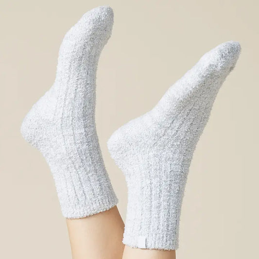 Softies Cozy Marshmallow Crew Socks with Grippers For Women-Heather Grey