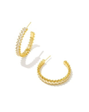 KENDRA SCOTT JULIETTE HOOP EARRINGS GOLD WHITE CRYSTAL