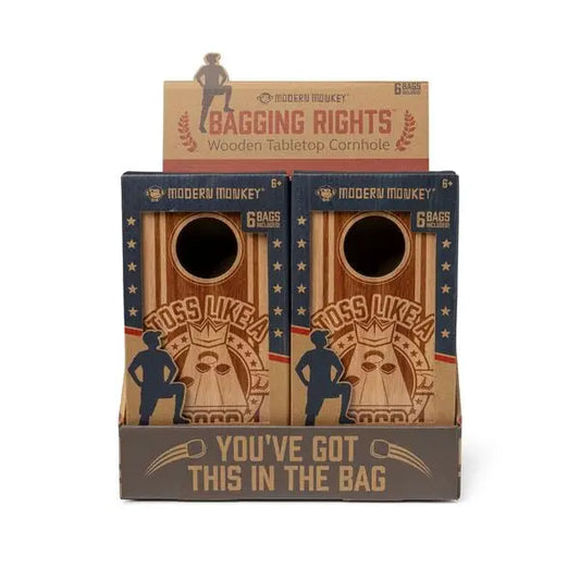 Modern Monkey Bagging Rights Wooden Tabletop Cornhole