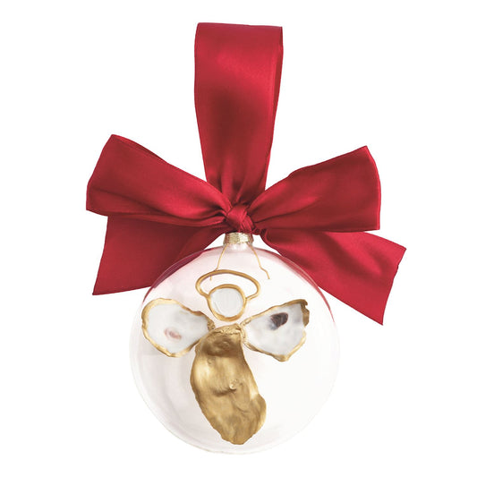 MUD PIE ANGEL GLASS OYSTER ORNAMENT