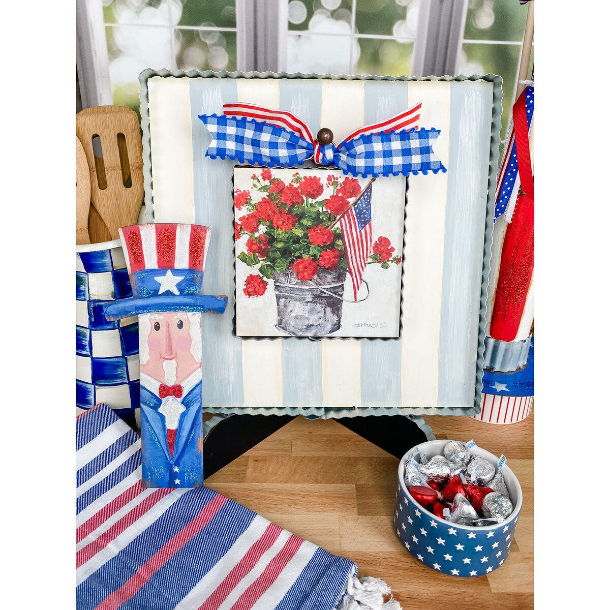 The Round Top Collection Mini Art Bucket of Geraniums