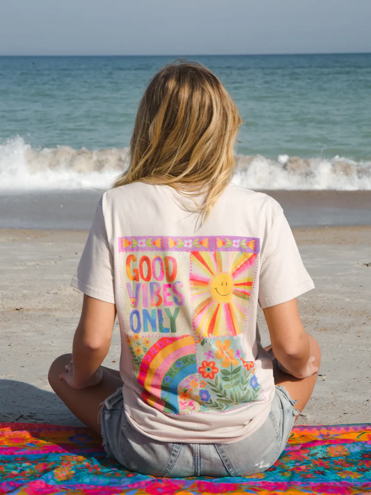 Natural Life Cotton Comfy Tee Shirt - Good Vibes Only