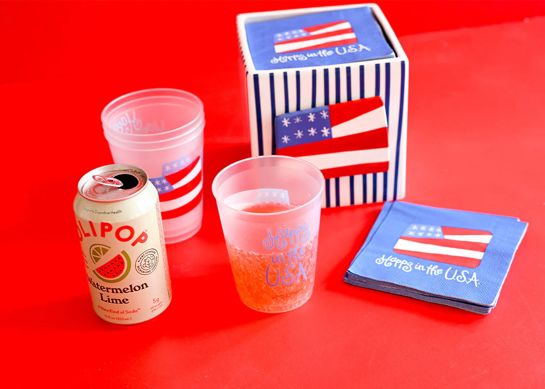 HAPPY EVERYTHING FLAG COCKTAIL NAPKINS SET OF 20