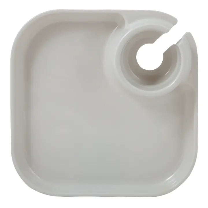 Fancy Panz Reusable Party Plates w/ Stemware Holder - Set of 4 - White