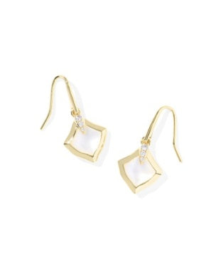 KENDRA SCOTT JOELLE SMALL DROP EARRINGS GOLD IVORY MOTHER OF PEARL