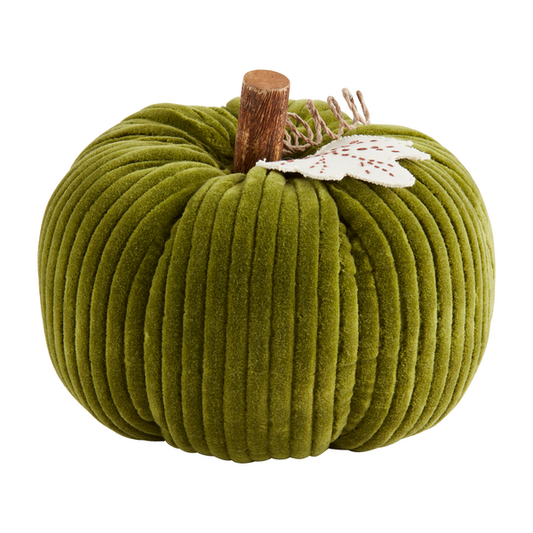 MUD PIE GREEN CORDUROY PUMPKIN SITTER